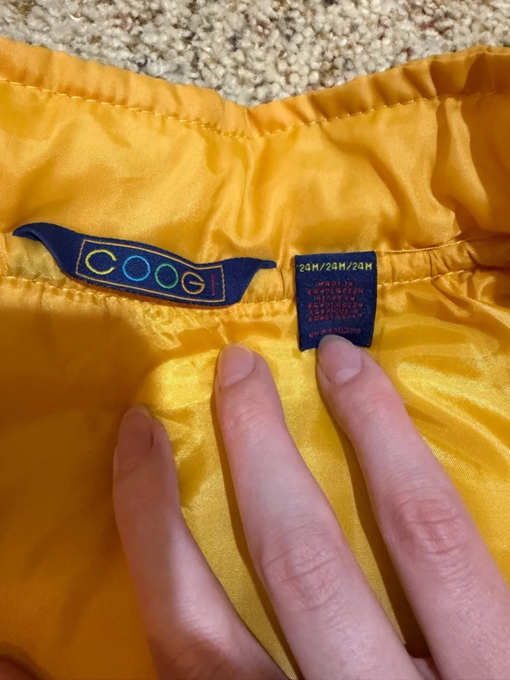 Coogi Baby Lightweight Puffer Vest Yellow Embroidered Logo Size 24 Months
